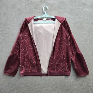 Nike Boy Jacket XL Burgundy Geometric Swoosh Fleece Lined Zipper Logo